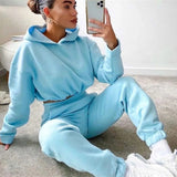 Taooba Winter Two Piece Sets Women Tracksuit Oversized Suit 2024 Autumn Trouser Suits Female Sweatshirt Solid Sports Hoodie Sportswear