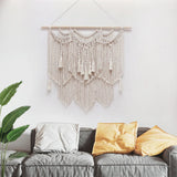 Taooba-Macrame Tapestry Hand-woven Pendant Tassel Tapestry for Room Bedside Wall Hanging Boho Decoration Wedding Backdrop Decor