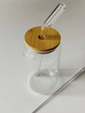 Taooba Bubble Glass Cup With Lid and Straw