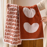 Taooba-Love Letters Pattern Cotton Towel Soft Face Towel Super Absorption Bathroom Adlut Towels Beach Towels