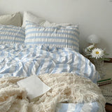 Taooba Baby Blue Striped Seersucker Bedding Set