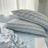 Taooba Baby Blue Striped Seersucker Bedding Set