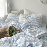 Taooba Baby Blue Striped Seersucker Bedding Set