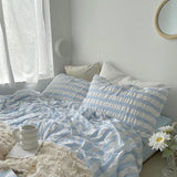 Taooba Baby Blue Striped Seersucker Bedding Set