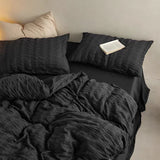 Taooba Black Seersucker Bedding Set