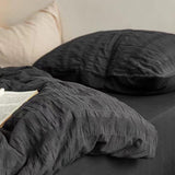 Taooba Black Seersucker Bedding Set