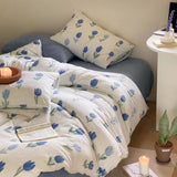 Taooba Blue Tulip Velvet Bedding Set