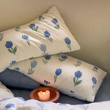 Taooba Blue Tulip Velvet Bedding Set