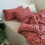 Taooba Christmas Red Plaid Bedding Set