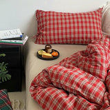 Taooba Christmas Red Plaid Bedding Set