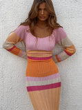 Taooba Ifrah Color Block Knitted Maxi Dress