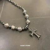 Taooba Cross Pearl Splicing Necklace