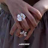 Taooba Elegant Floral Adjustable Rings Set