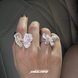 Taooba Elegant Floral Adjustable Rings Set