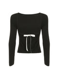 Taooba Elisabet Bow Backless Long Sleeve Top