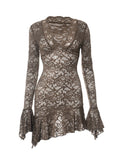 Taooba Kristel Long Sleeve Lace Mini Dress