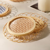 Taooba-Japanese Style Drink Cup Coasters Tea Pad Bamboo Woven Saucer Mat Non-slip Pot Holder Rattan Woven Cup Mat Dining Table Placemat