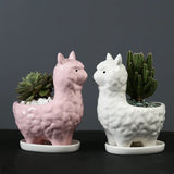 Taooba-Cute Sheep Statue Flowerpot Fleshy Succulent Planter Pot Container Cactus Mini Bonsai Plants Pots for Home Garden Decoration