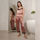 Taooba Women's Satin Jumpsuit Onesie Pajamas Sexy Sleepwear Comfy Pyjamas Gorgeous Bodysuit Lace Loungewear