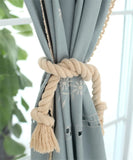 Taooba-Woven Macrame Curtain Tieback Holder Hooks Tie Backs Living Room Bohem Decoration Accessories Holdback Curtain Straps