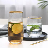 Taooba-Heat-resistant Wall Glass Cup Gold Inlay Edge Glass Cup Coffee Milk Tea Whiskey Stemless Wine Glass Water Glasses Juice Cup 2022