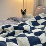 Taooba-Nordic Soft Checkerboard Woven Blanket Single Sofa Cover Blanket Thin Nap Blanket Geometric Home Decoration Shawl