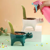 Taooba-Cute Cat Ceramic Garden Flower Pot Animal Image Cactus Plants Planter Succulent Plant Container Tabletop Ornaments Decoration