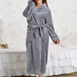 Taooba Christmas Outfit Casual Women Sleepwear Flannel Nightwear Kimono Robe Gown Warm Intimate Lingerie Home Clothes 2021 New Nightdress Homewear