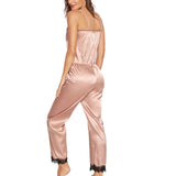 Taooba Women's Satin Jumpsuit Onesie Pajamas Sexy Sleepwear Comfy Pyjamas Gorgeous Bodysuit Lace Loungewear