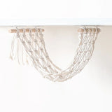 Taooba-Macrame Fruit Hammock Under Cabinet with Wood Rod Hooks Storage Fruits Net Vegetable Basket Hanging Holder Home Organization