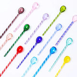 Taooba-Creative Colorful Glass Stirring Rod Spoon Colored Glass Stirring Rod Cute Long Handle Juice Coffee Extended Spoon Tableware