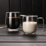 Taooba-250ML/350ML Heat-resistant Double Wall Glass Cup Beer Coffee Cups With Handle Mug Tea Mugs Transparent Drinkware