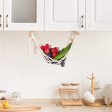 Taooba-Macrame Fruit Hammock Under Cabinet with Wood Rod Hooks Storage Fruits Net Vegetable Basket Hanging Holder Home Organization