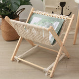 Taooba-Woven Cotton Rope Macrame Storage Rack Desktop Bookshelf Bohemia style Magazine Rack Holder For Books Newspapers