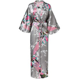 Taooba-Novelty Bathrobe Nightwear Satin Home Wear Bride Bridesmaid Wedding Robe Casual Nightgown Negligee Print Flower Kimono Gown