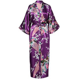 Taooba-Novelty Bathrobe Nightwear Satin Home Wear Bride Bridesmaid Wedding Robe Casual Nightgown Negligee Print Flower Kimono Gown