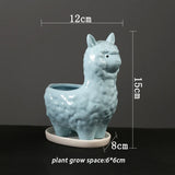 Taooba-Cute Sheep Statue Flowerpot Fleshy Succulent Planter Pot Container Cactus Mini Bonsai Plants Pots for Home Garden Decoration