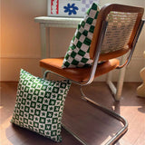 Ins Style Retro Checkerboard Pillow Case Sofa Decoration Pillow Back Cushion Hotel Bedroom Pillow Case Bedside Cushion Lovely