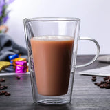 Taooba-380ml Heat-resistant Double-wall Glass Cup With Handle Beer Coffee Cup Handmade Healthy Drink Tea Mugs Transparent Drinkware