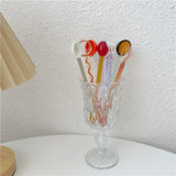 Crystal Candy Dessert Spoon Stained Glass Spiral Spoon Coffee Spoon Milk Stirring Spoon Lovely Ins Style