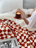 Taooba-Retro Checkerboard Plaid Throw Blanket for Sofa Chair Nap Double Soft Warm Polar Fleece Blankets Plaid Plush Bedspread Cover