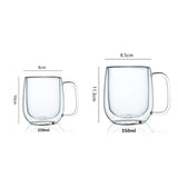 Taooba-250ML/350ML Heat-resistant Double Wall Glass Cup Beer Coffee Cups With Handle Mug Tea Mugs Transparent Drinkware