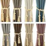 Taooba-Woven Macrame Curtain Tieback Holder Hooks Tie Backs Living Room Bohem Decoration Accessories Holdback Curtain Straps