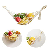 Taooba-Hand-Woven Macrame Fruit Hammock Cotton Rope Net Under Cabinet Fruit Vegetable Hanging Basket Kitchen Storage Organizer Decor