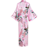 Taooba-Novelty Bathrobe Nightwear Satin Home Wear Bride Bridesmaid Wedding Robe Casual Nightgown Negligee Print Flower Kimono Gown