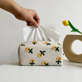 Japanese Small Flower Tissue Box Light Luxury Carton Living Room Dining Room Decoration Napkin Cover Lovely Cloth Cover