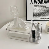 Transparent Simple Paper Extraction Box Multifunctional Tissue Box Office Desktop Paper Extraction Storage Box Home Decoration