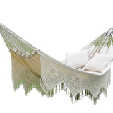 Taooba-Outdoor Garden Hammock Macrame Tassel Canvas Swing Chair Hanging  Travel Camping Hanging Bed Foldable   Hammock Photo Props