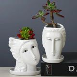 Taooba-Human Face Statue  Ceramics Flowerpot Fleshy Succulent Planter Container Cactus Mini Bonsai Plants Pots for Home Garden Decor