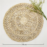 Taooba-Hand-Woven Corn Husk Straw Placemat  Anti-Slip Coffee Mat  Woven Corn Fibres  Flower-shaped Tea Casserole Insulation Table Mat